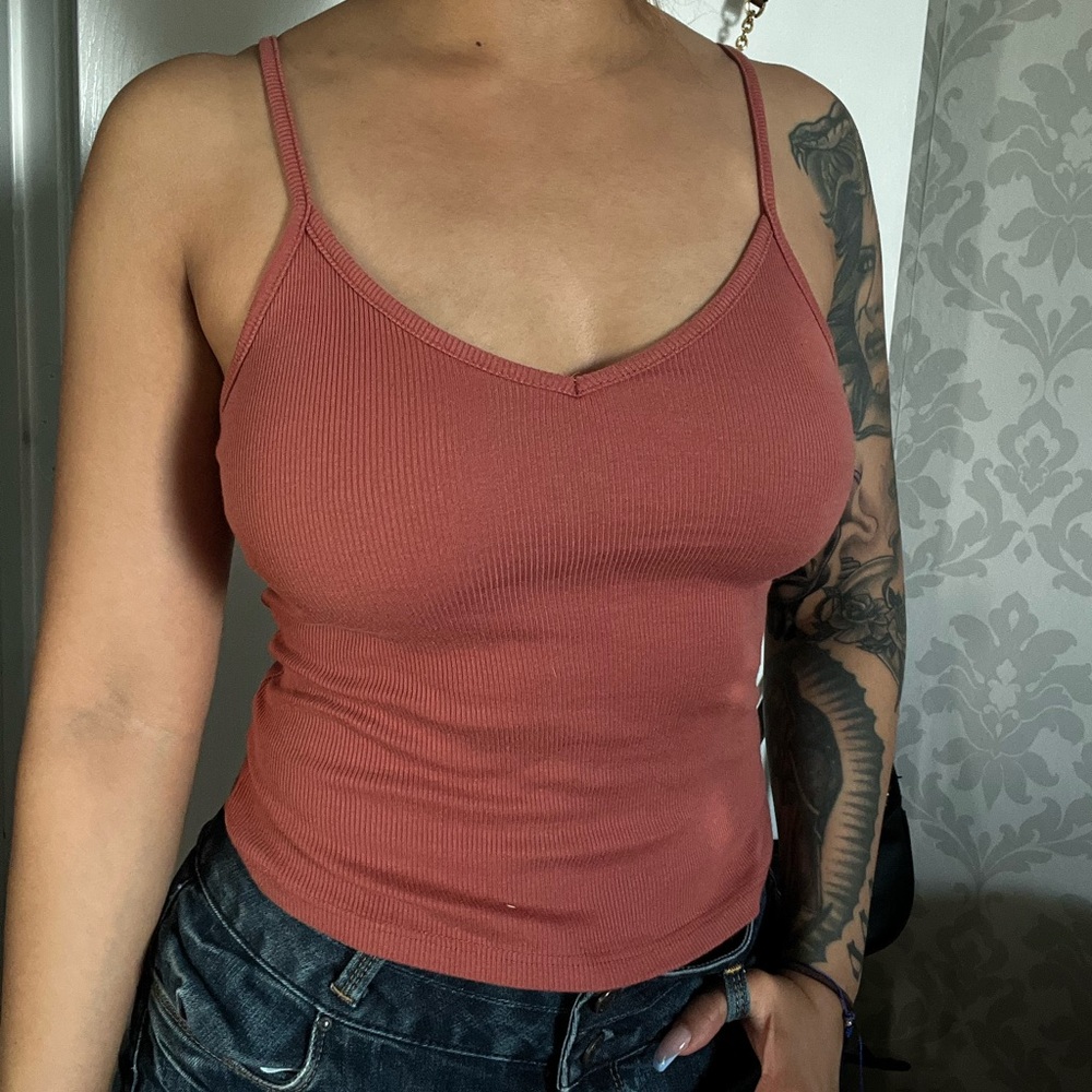 Women's Ribbed Tank Top - Rust